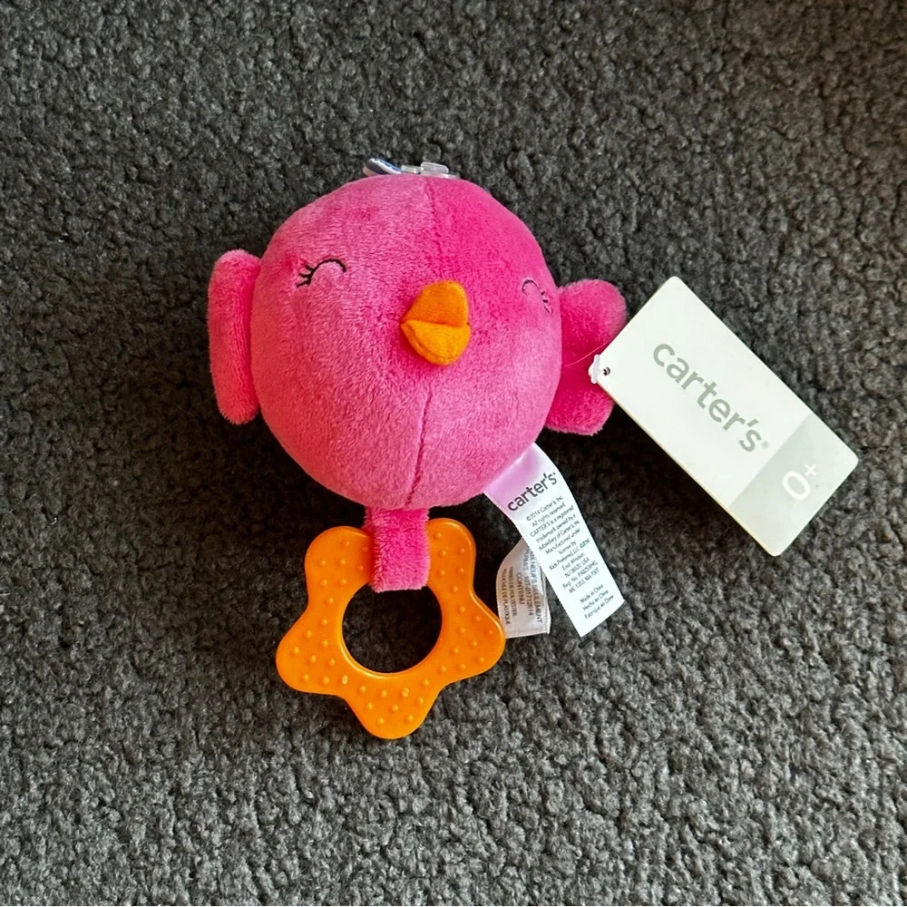 CARTER'S Pink and Orange Plush Bird Toy
